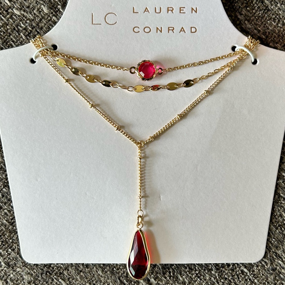 Lauren Conrad 3 layer gold toned necklace